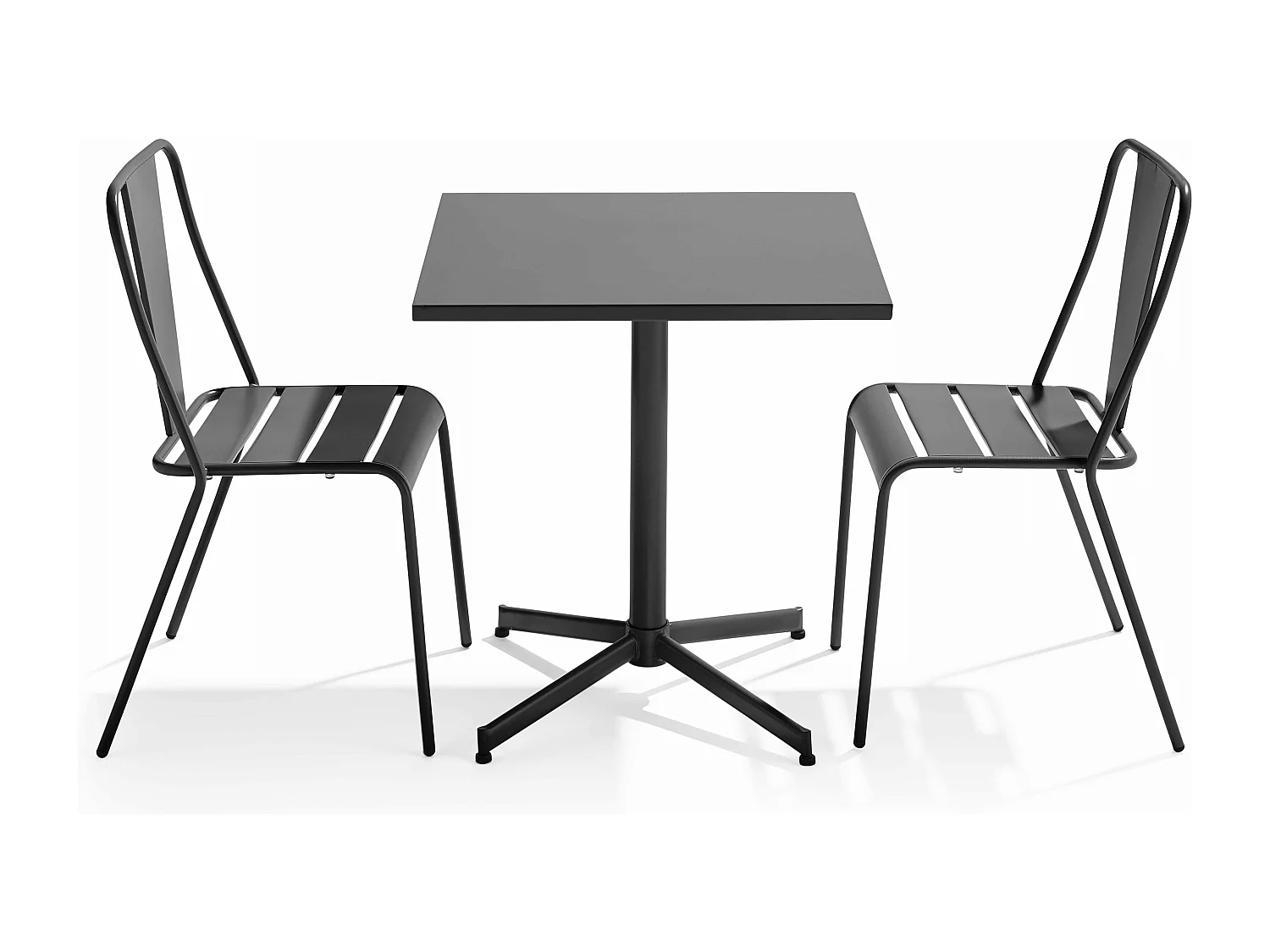 Tuinset met verstelbare tafel en 2 grijze stoelen