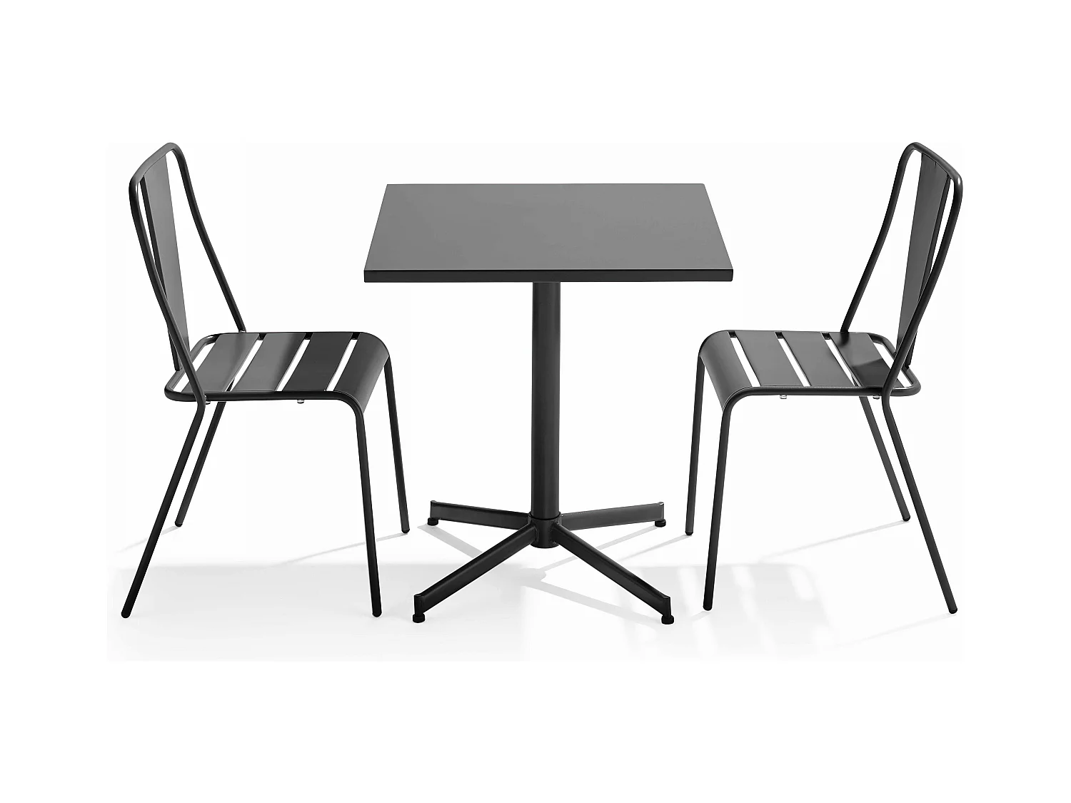 Ensemble table inclinable de jardin et 2 chaises gris - Palavas