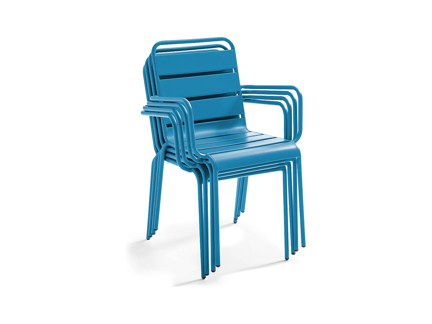Ensemble table de jardin et 8 fauteuils en métal bleu pacific  - Palavas