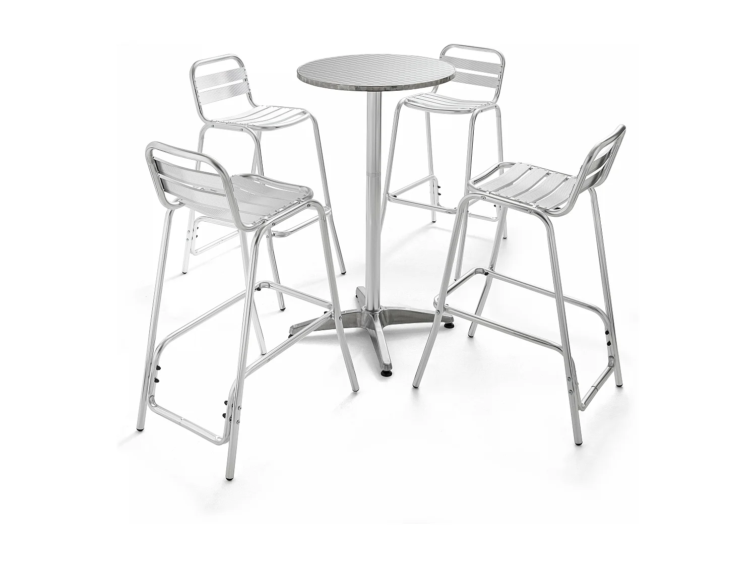 Table de jardin haute en aluminium et 4 chaises hautes