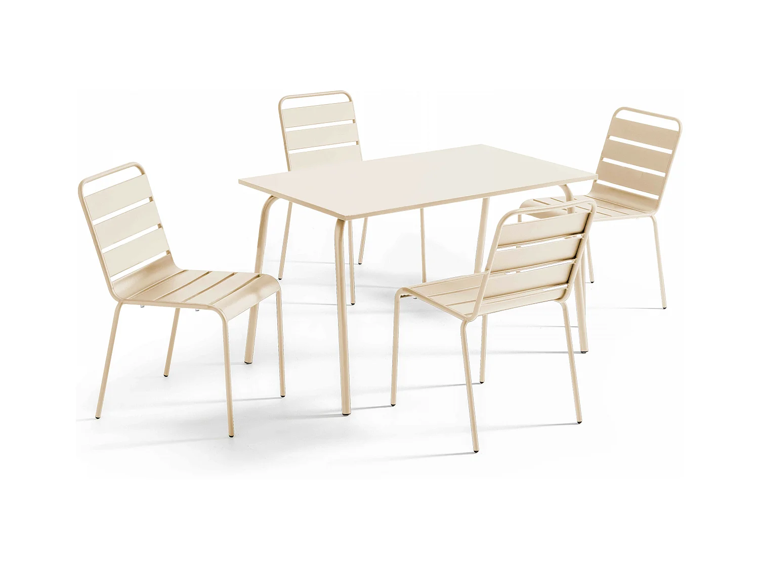 Ensemble table de jardin en métal et 4 chaises ivoire - Palavas
