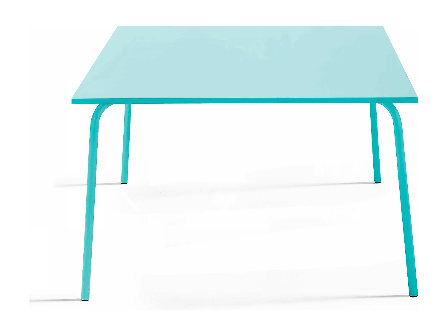 Ensemble table de jardin carrée et 8 fauteuils en métal turquoise - Palavas