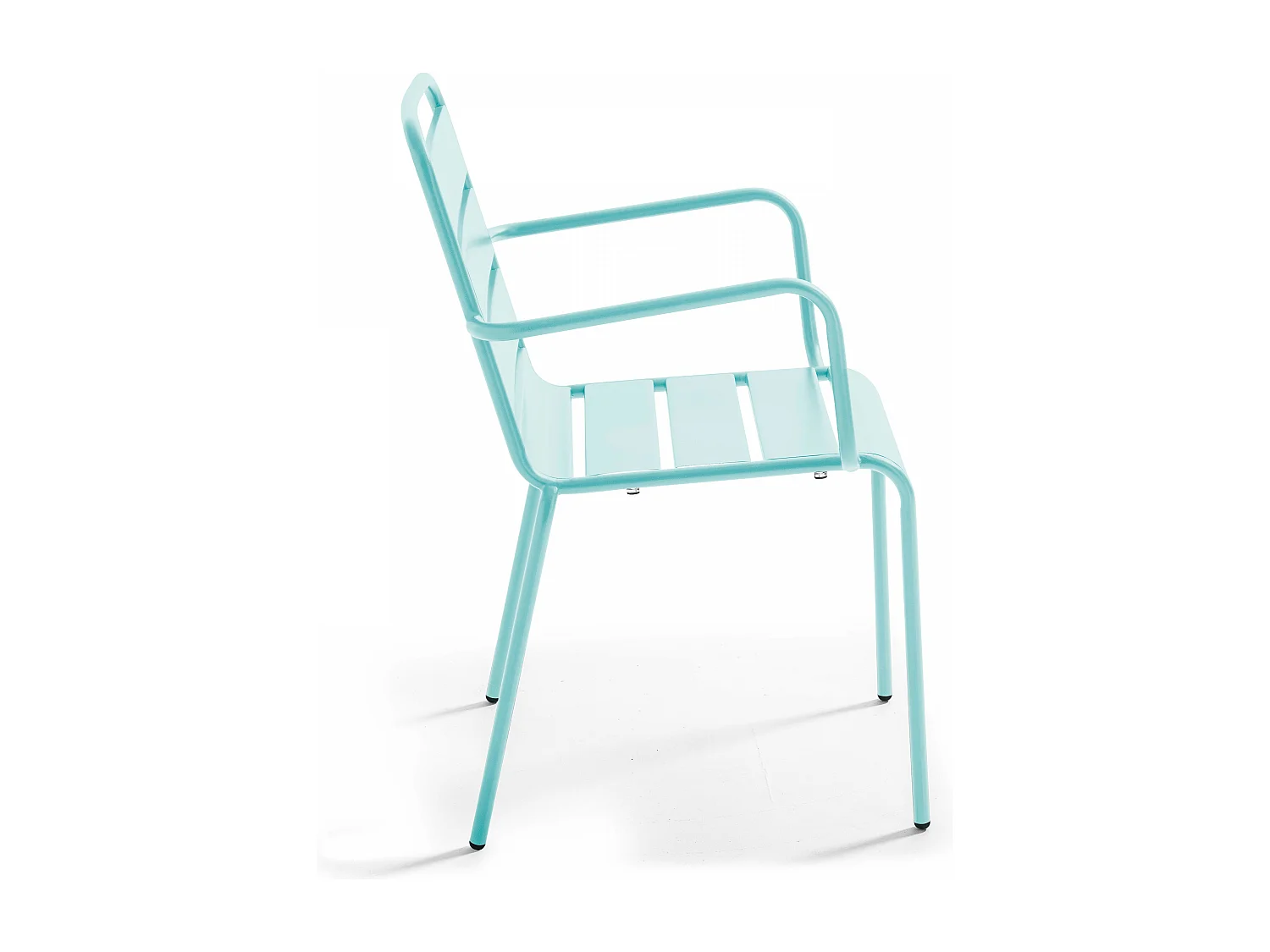 Ensemble table de jardin carrée et 8 fauteuils en métal turquoise - Palavas