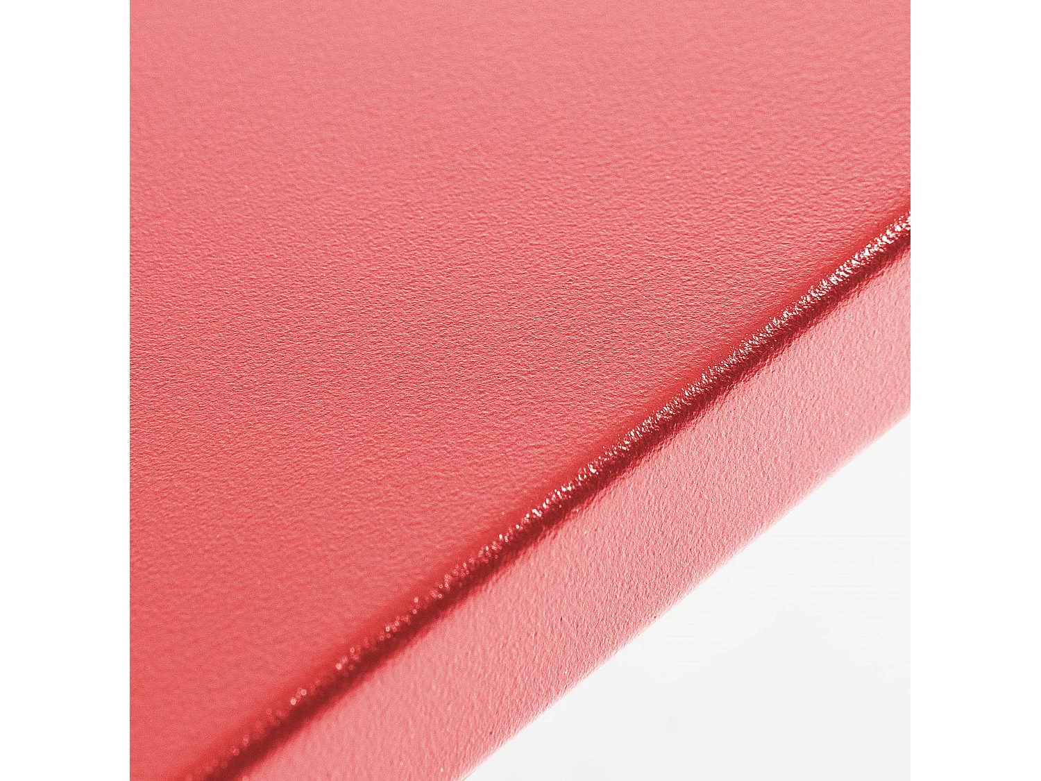 Set van een vierkante tuin tafel en 2 rode stalen fauteuils