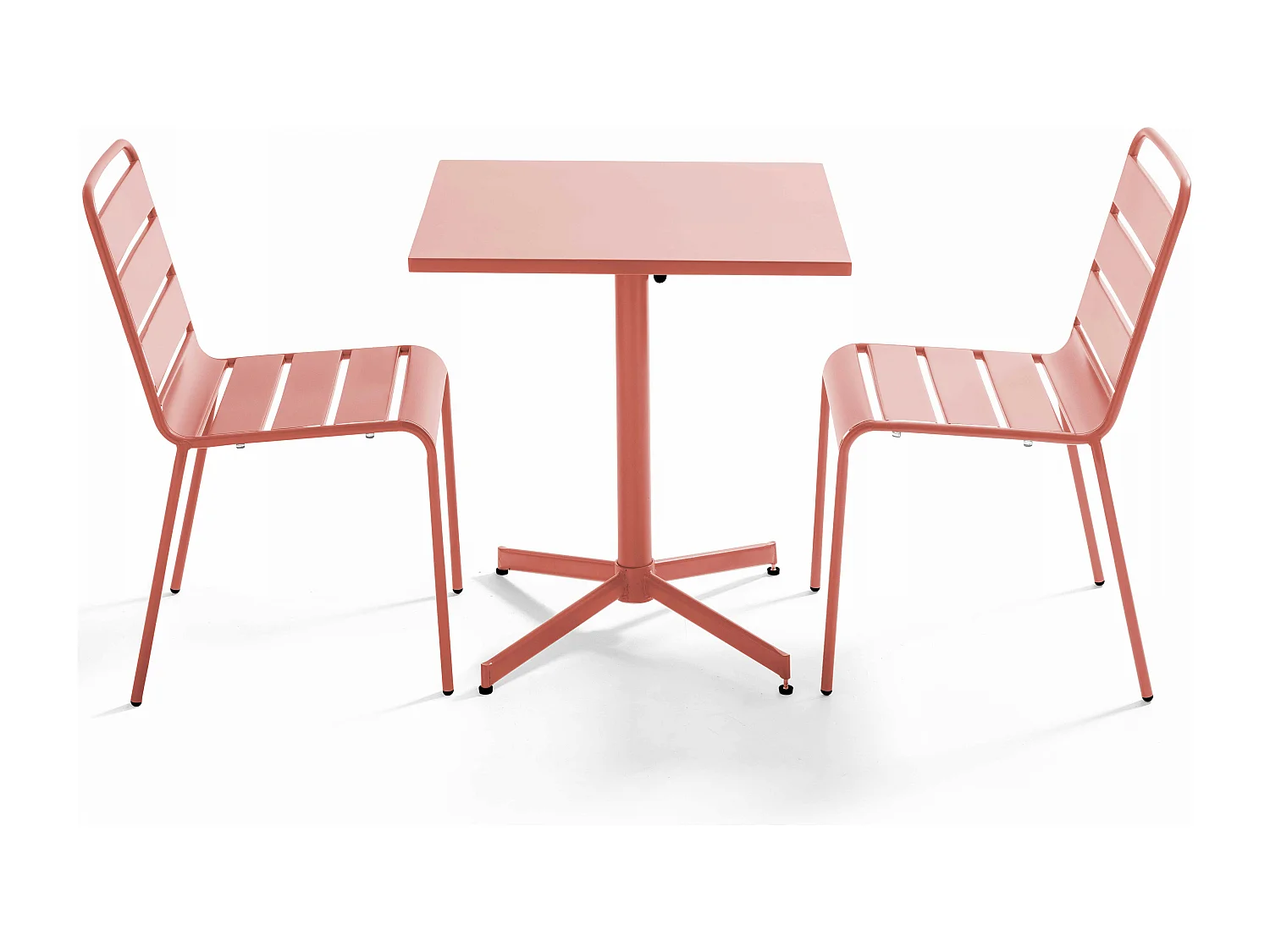 Ensemble table de jardin carrée et 2 chaises métal argile - Palavas