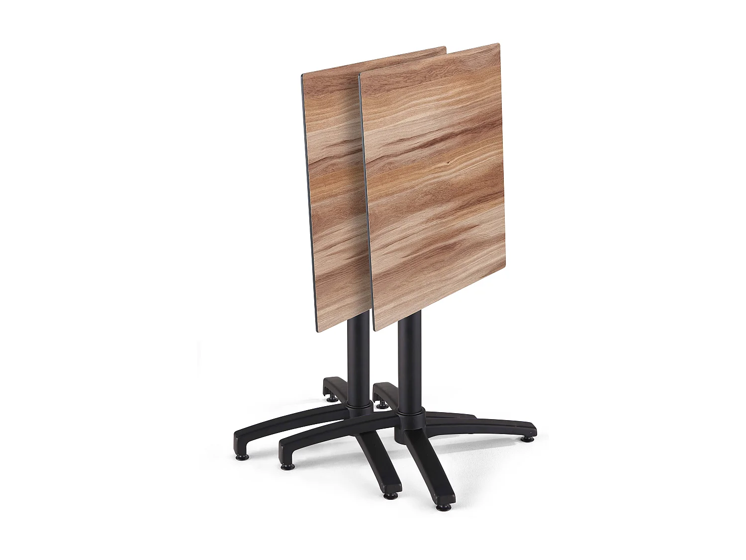 Ensemble table de jardin stratifié chêne foncé et 2 fauteuils taupe