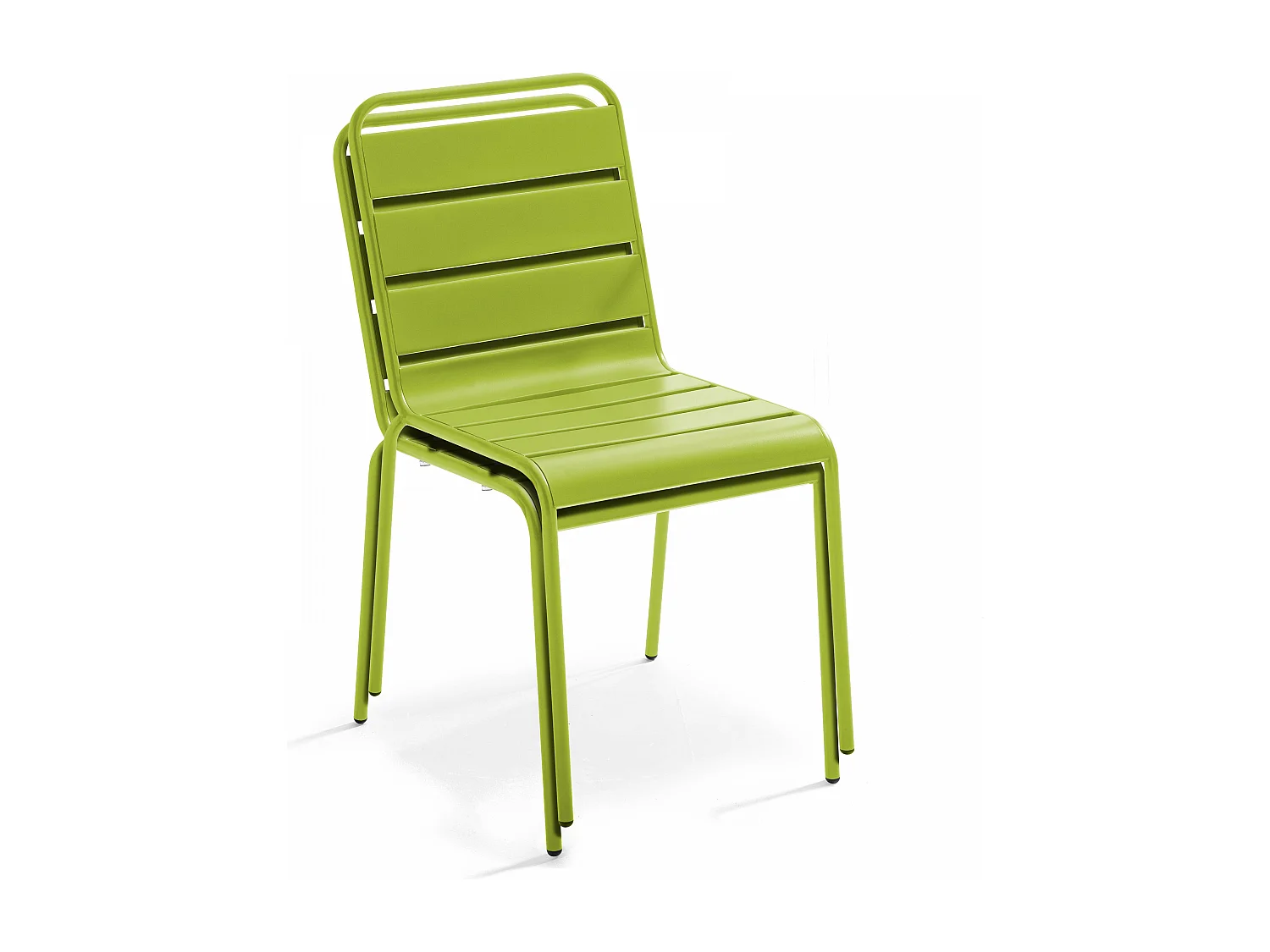 Ensemble table de jardin carrée et 2 chaises acier vert - Palavas