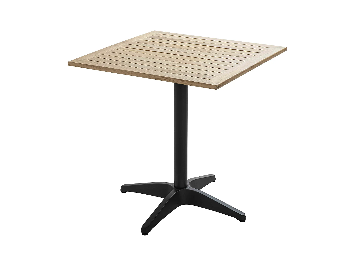 Table de jardin carré  plateau bois et 2 chaises en résine