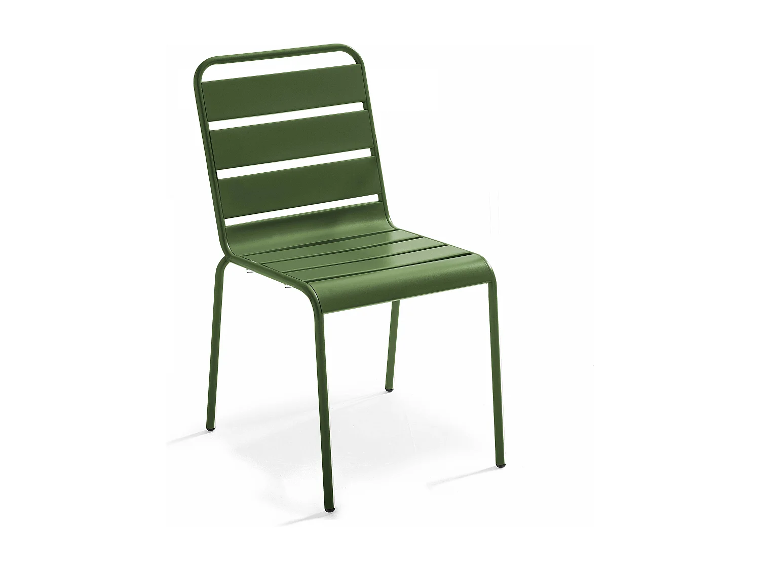 Salon de jardin 2 bancs et 4 chaises en acier vert cactus - Palavas