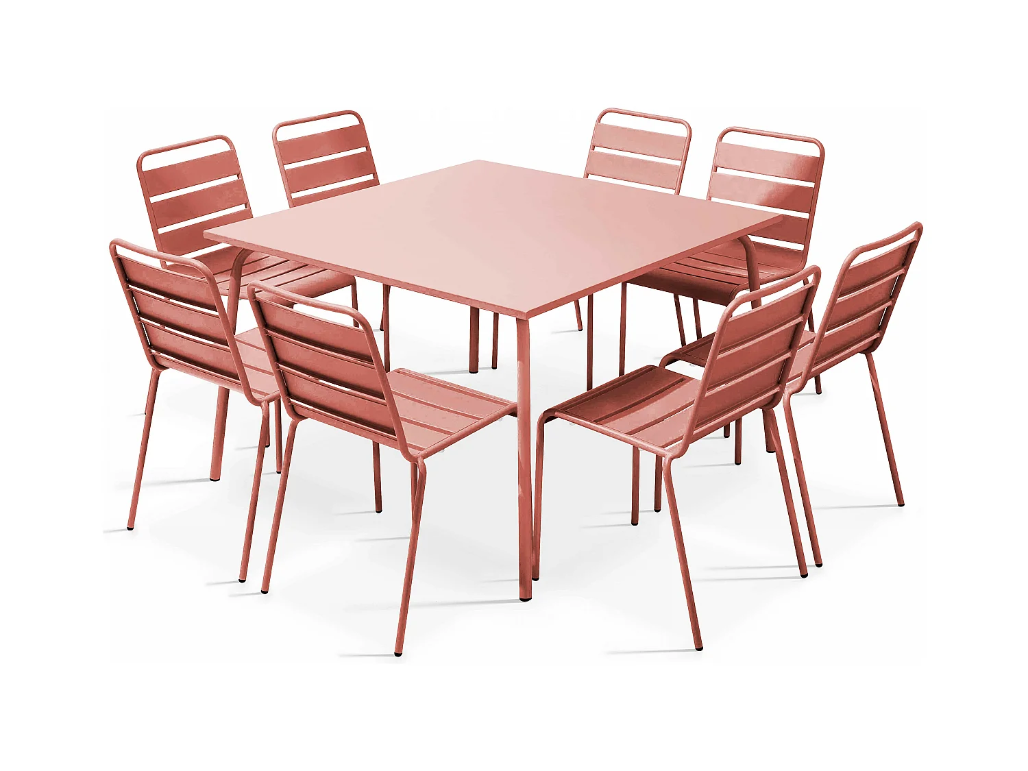 Ensemble table de jardin et 8 chaises en métal argile - Palavas