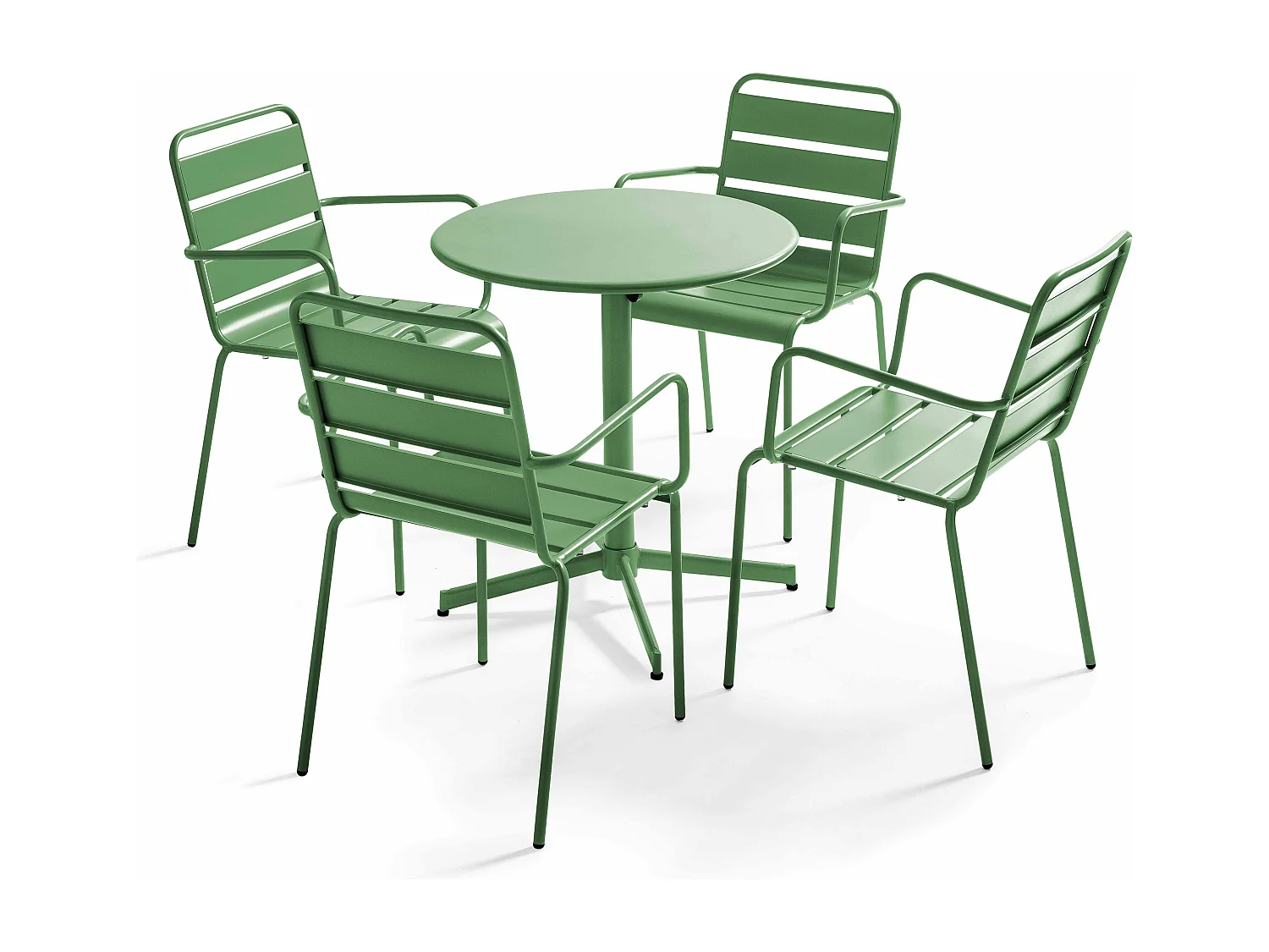 Tuinset met tafel en 4 groene cactus fauteuils