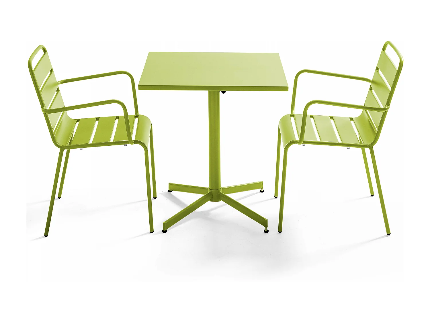 Ensemble table de jardin bistrot et 2 fauteuils métal vert - Palavas