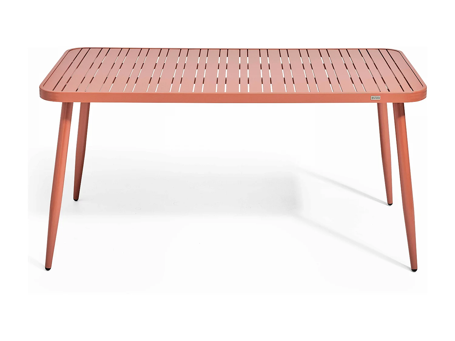 Ensemble table de jardin et 4 fauteuils en aluminium terracotta