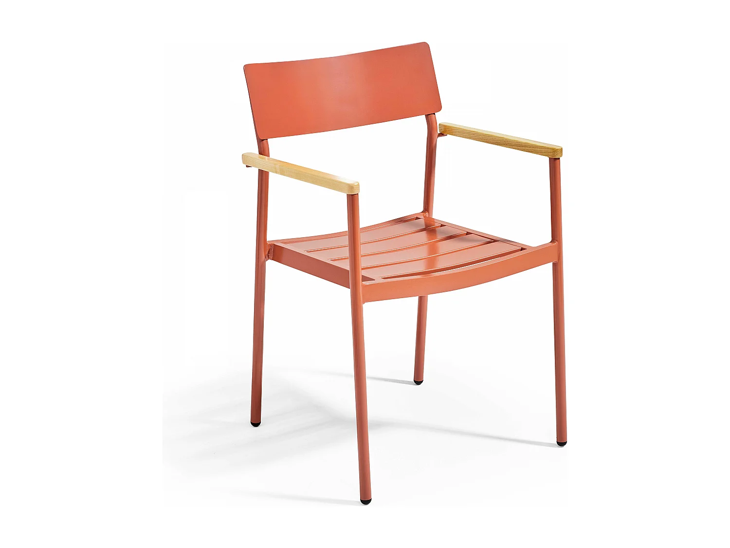 Ensemble table de jardin et 4 fauteuils en aluminium terracotta