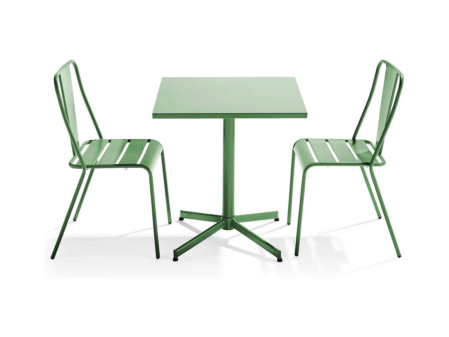 Ensemble table inclinable de jardin et 2 chaises vert cactus - Palavas