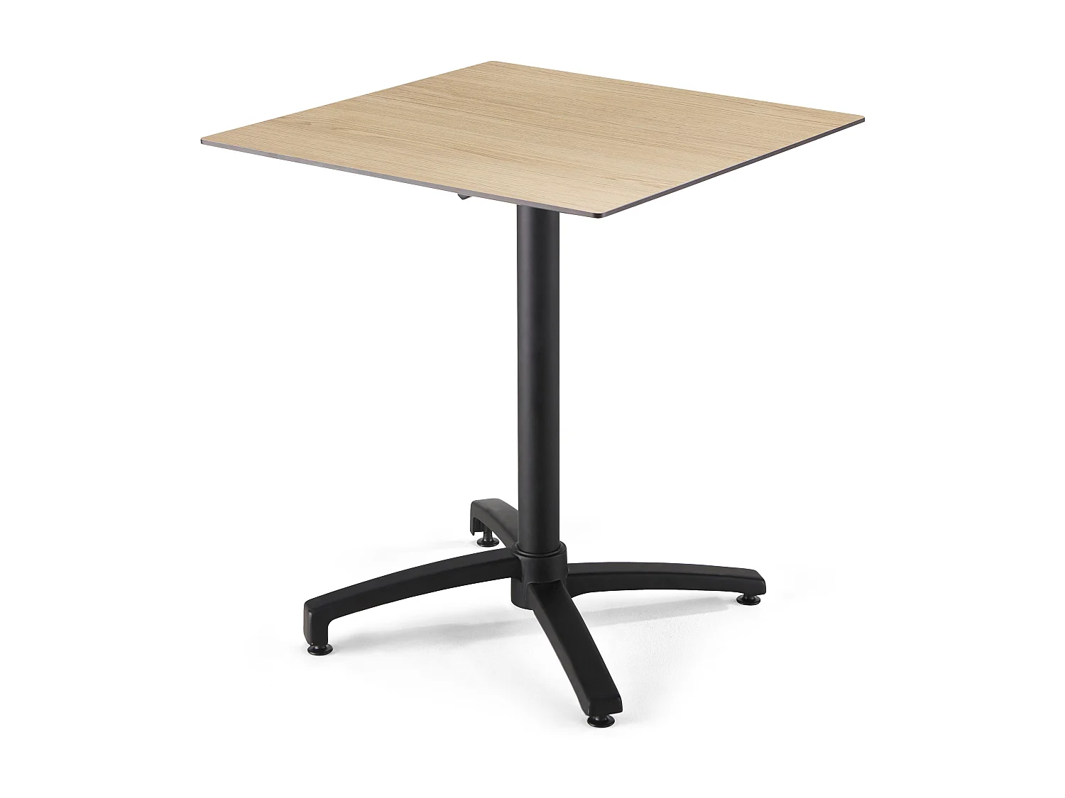 Ensemble table de terrasse stratifié naturel et 2 fauteuils taupe