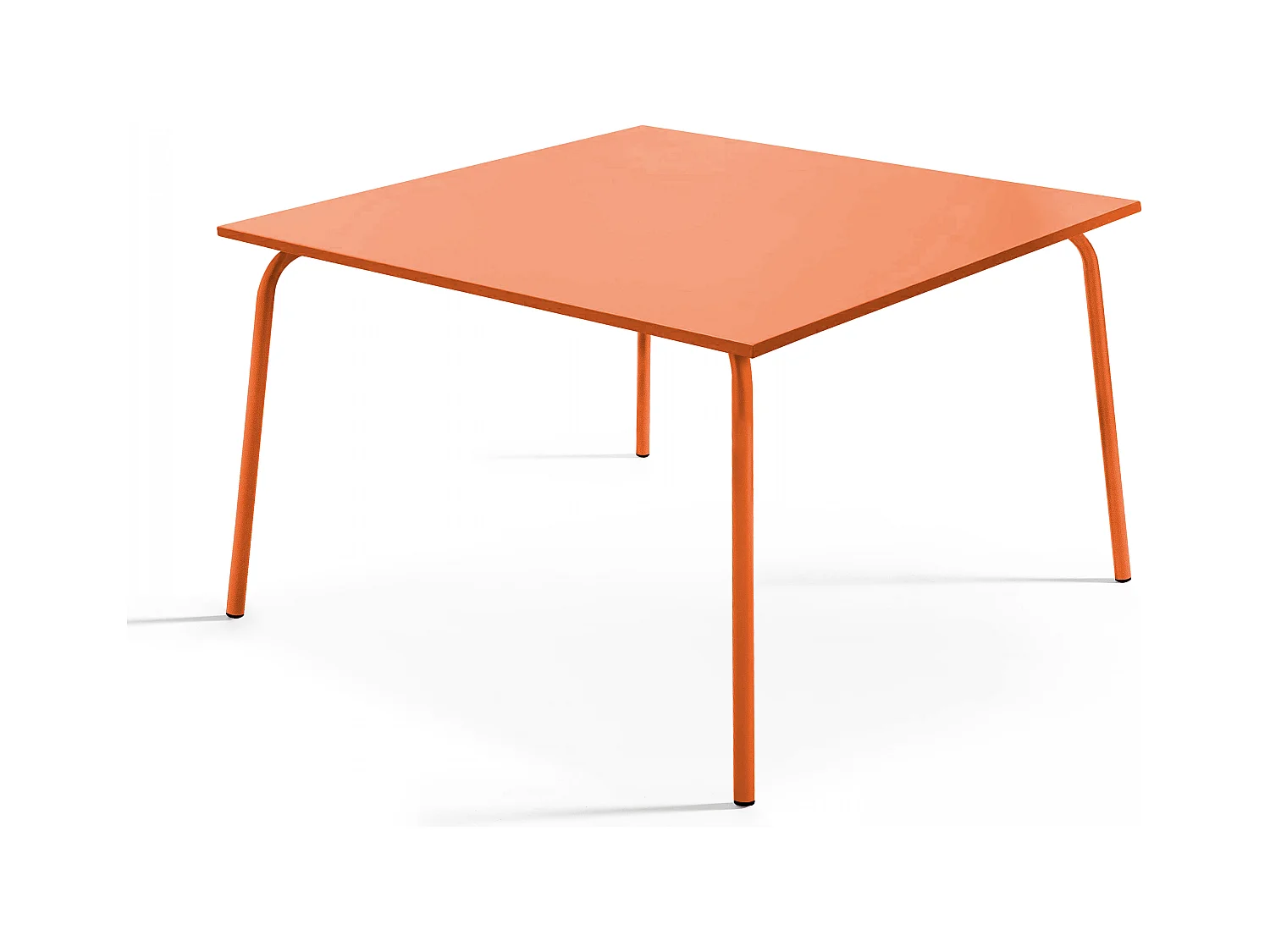 Ensemble table de jardin carrée et 8 fauteuils en métal orange - Palavas