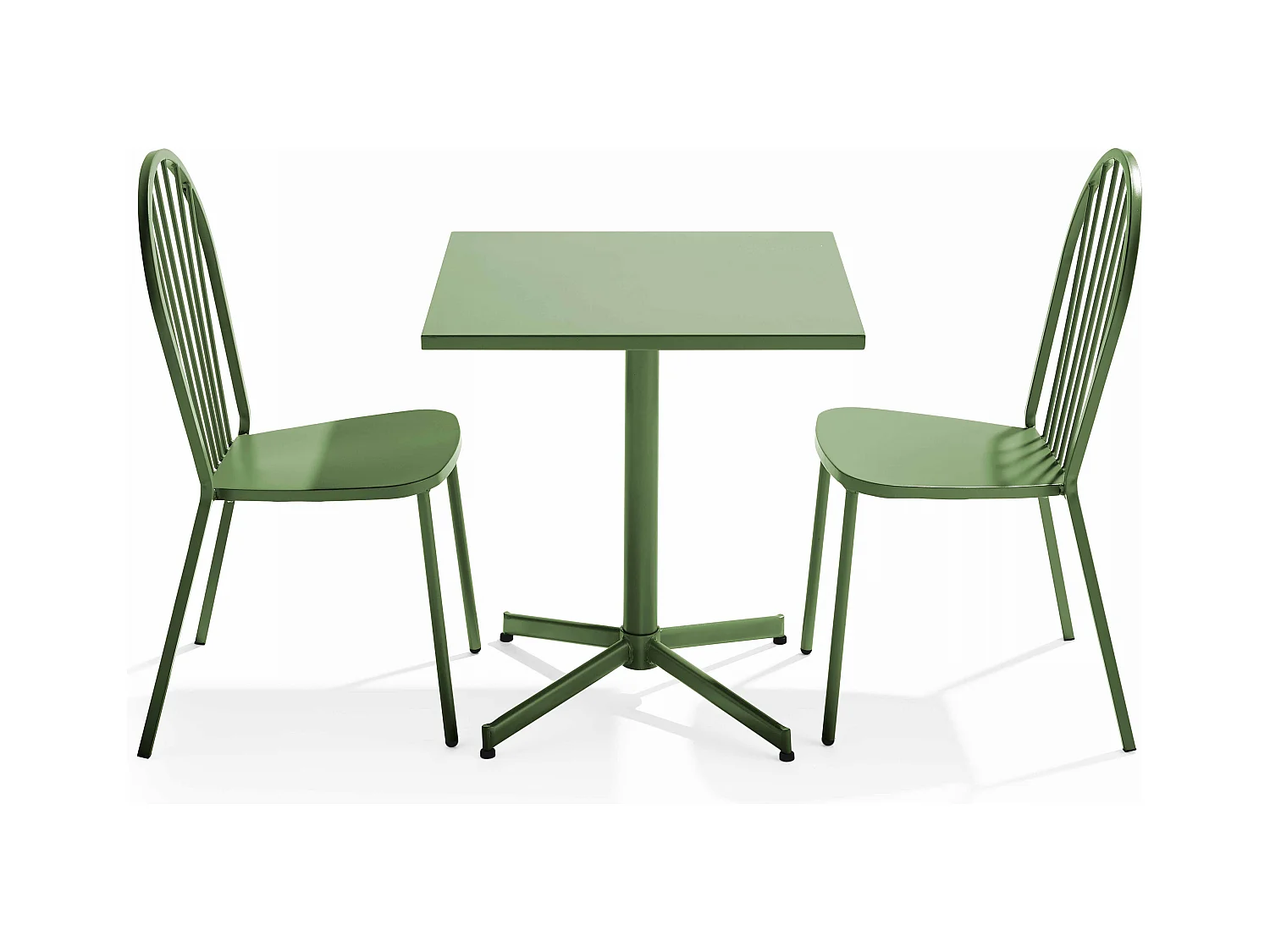 Ensemble table de jardin inclinable et 2 chaises bistrot vert cactus - Palavas