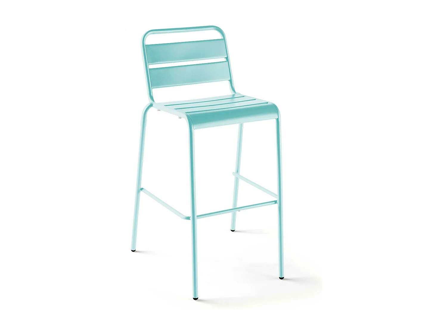 Ensemble table de bar et 2 chaises hautes en métal turquoise - Palavas