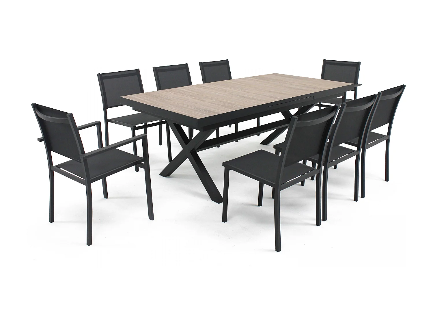 Table extensible aluminium et céramique avec 10 chaises - Tivoli