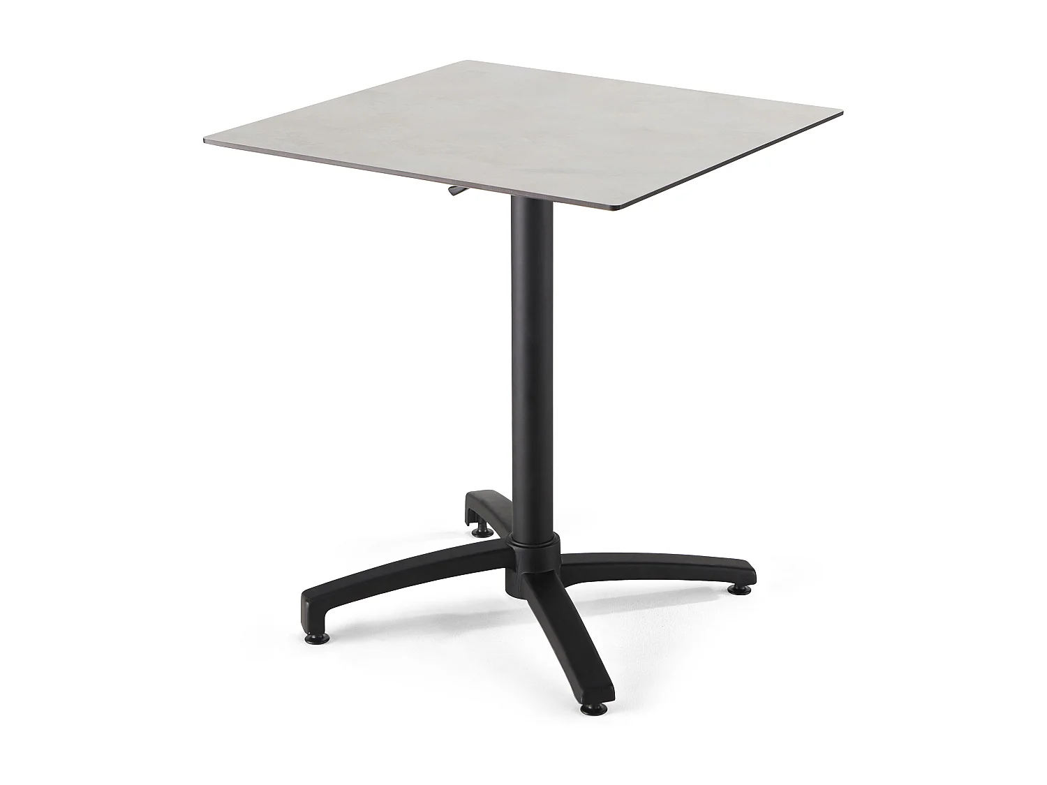 Ensemble table de terrasse stratifié béton clair et 4 fauteuils gris