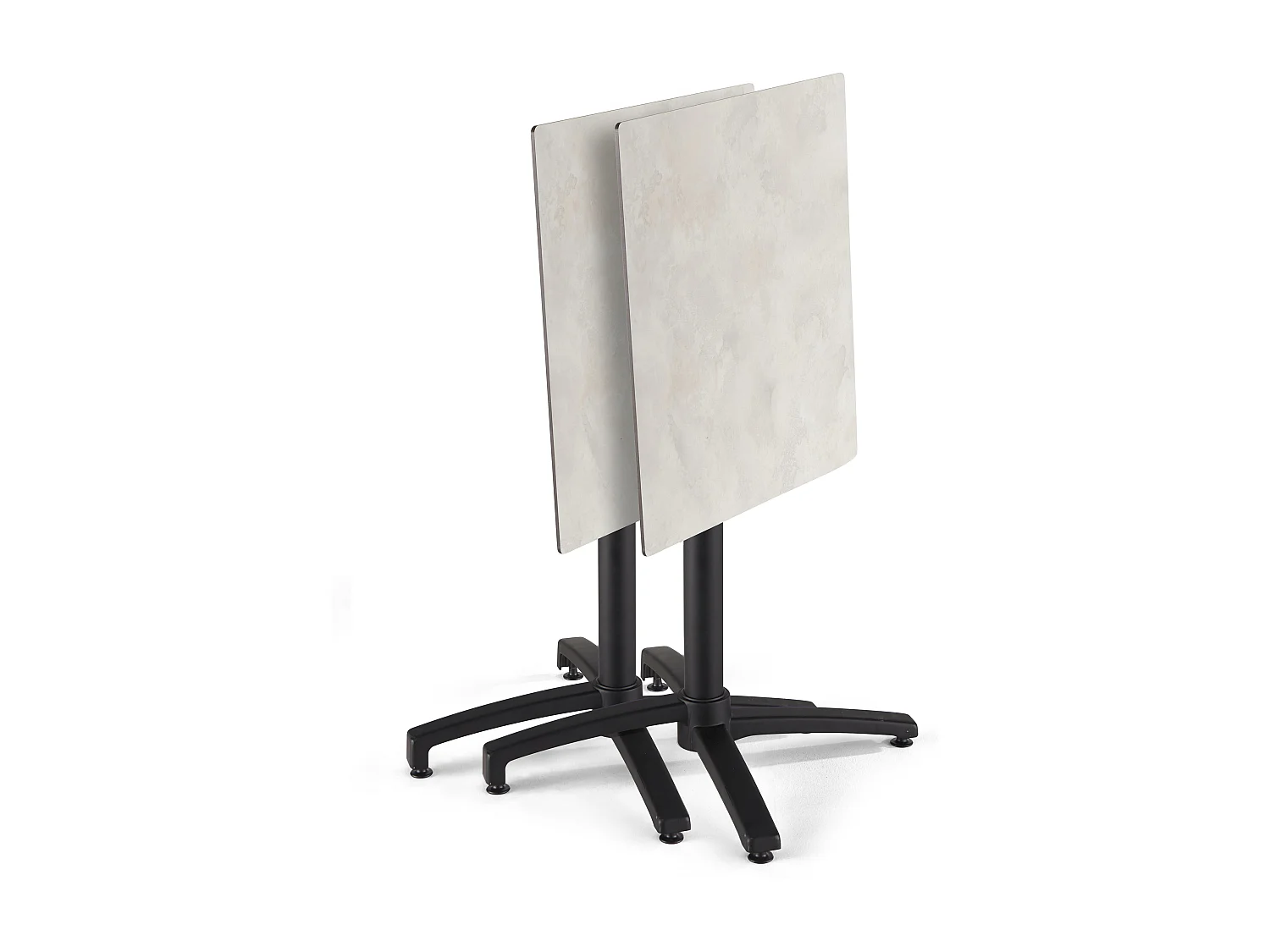 Set tuintafel met licht betonnen laminaat en 4 grijze fauteuils