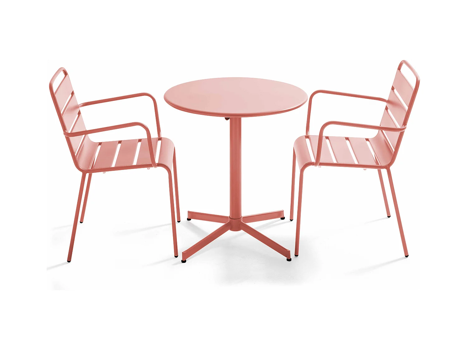 Ensemble table de jardin et 2 fauteuils métal argile - Palavas