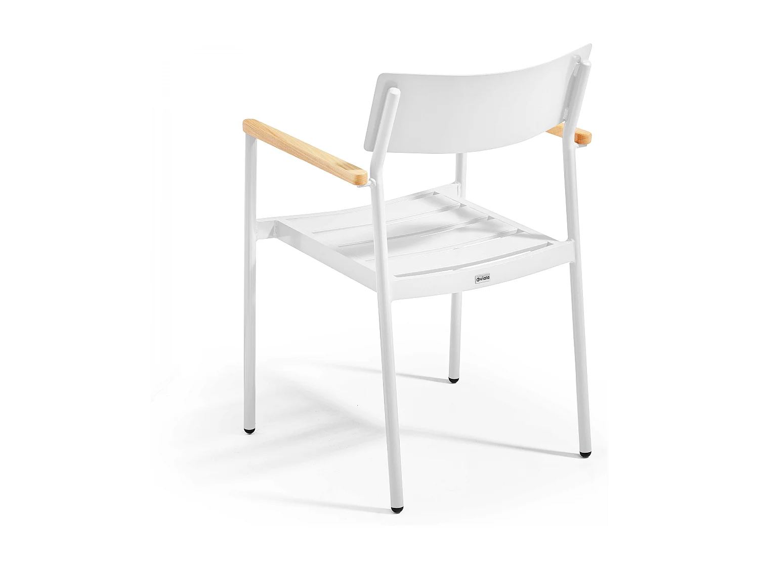 Ensemble table de jardin et 4 fauteuils en aluminium/bois blanc