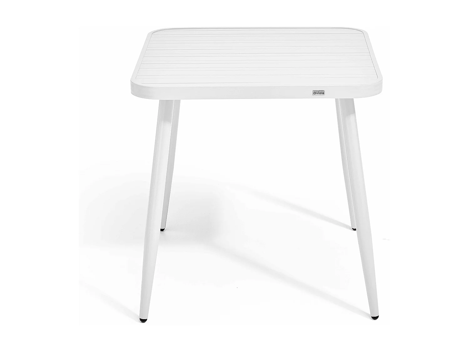 Tuinset met tafel en 4 stoelen van aluminium/wit hout