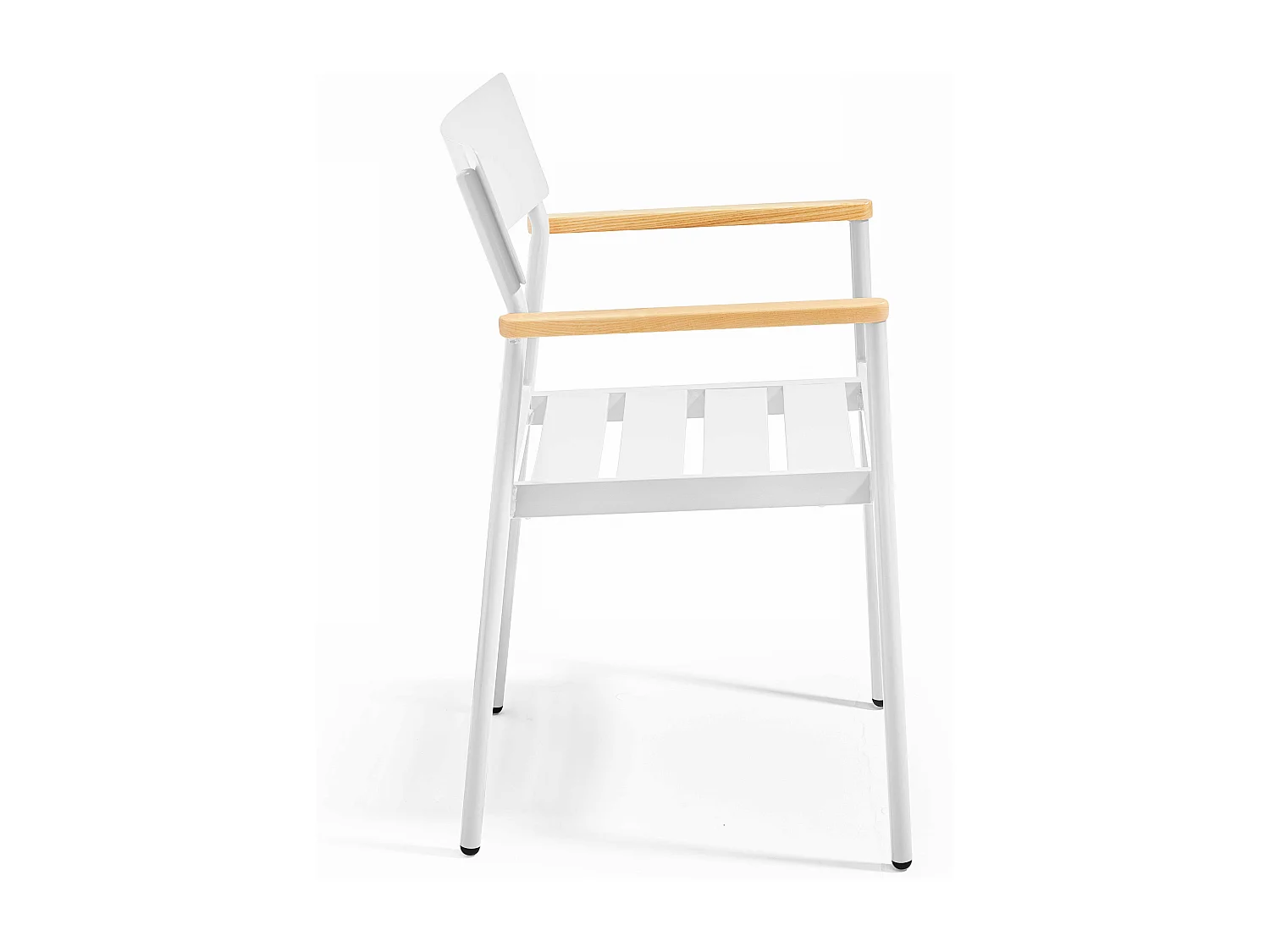 Tuinset met tafel en 4 stoelen van aluminium/wit hout