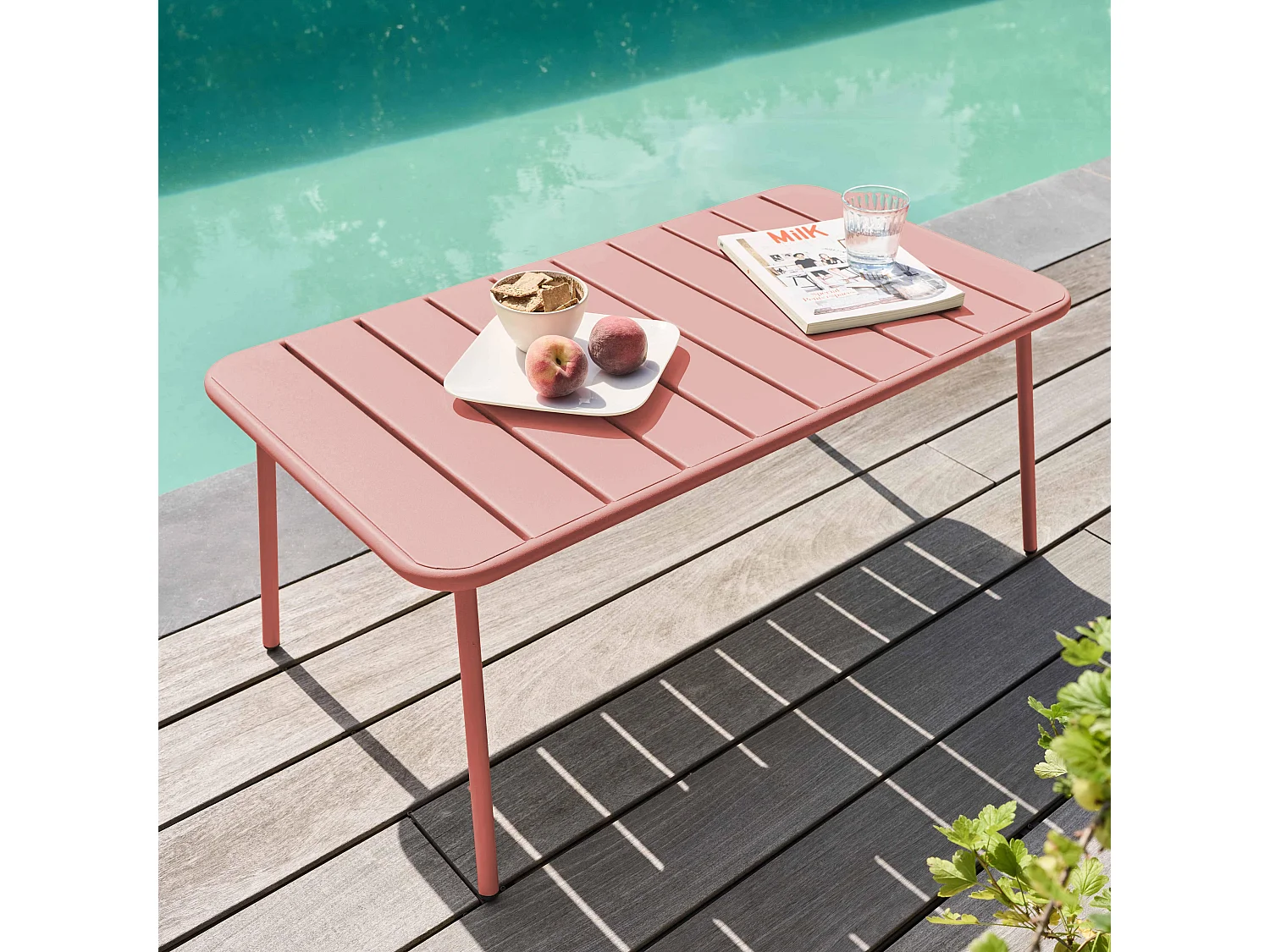 Table basse de jardin acier argile 90 x 50 cm - Palavas