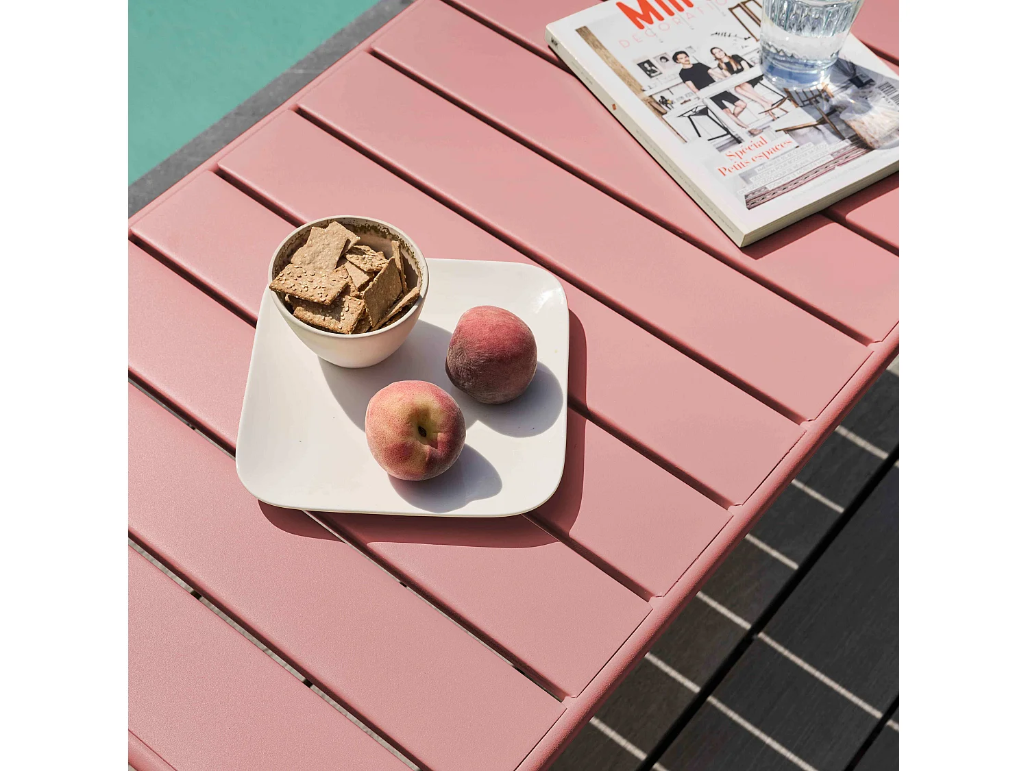 Table basse de jardin acier argile 90 x 50 cm - Palavas