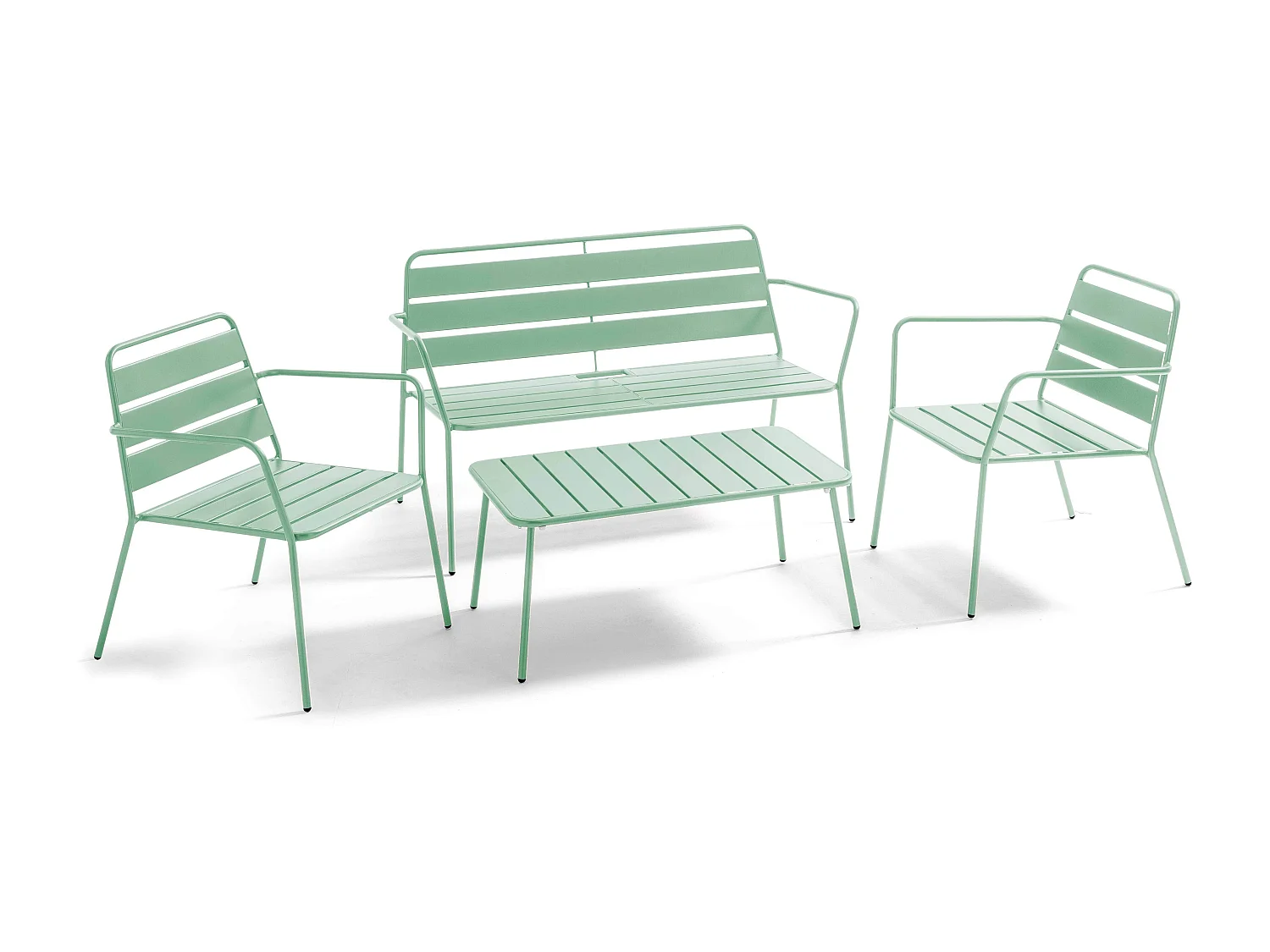 Table basse de jardin acier vert sauge 90 x 50 cm - Palavas