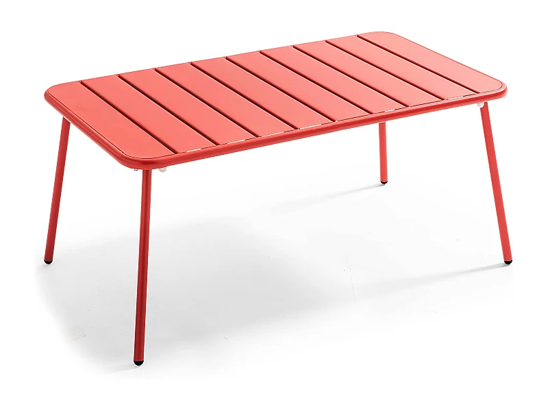 Table basse de jardin acier rouge 90 x 50 cm - Palavas
