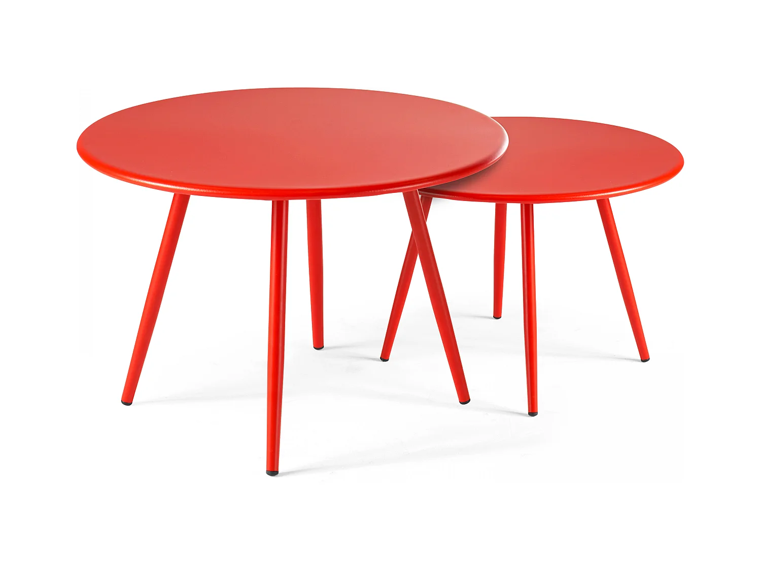 Lot de 2 tables basses de jardin en acier rouge - Palavas