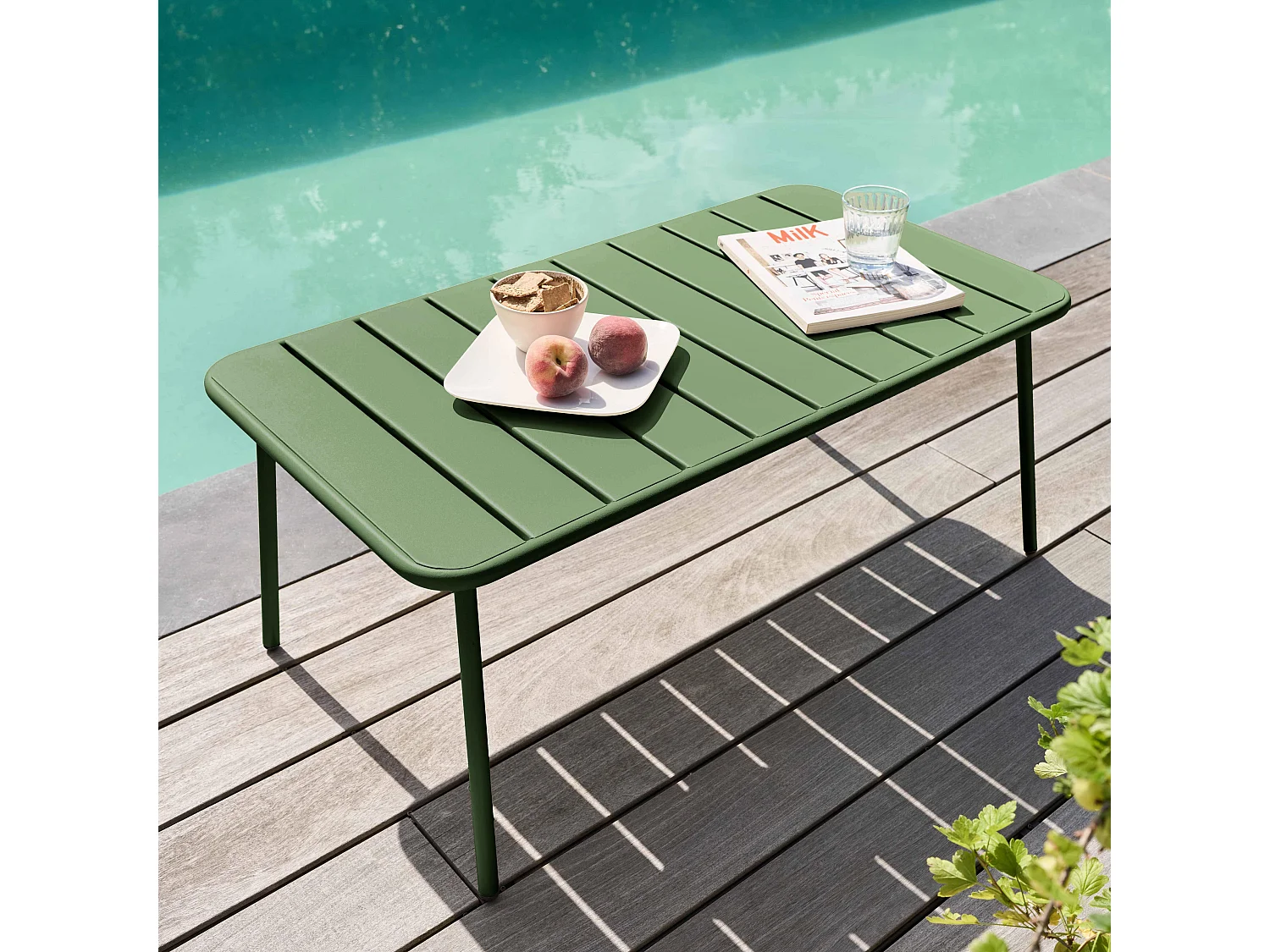 Table basse de jardin acier vert cactus - Palavas