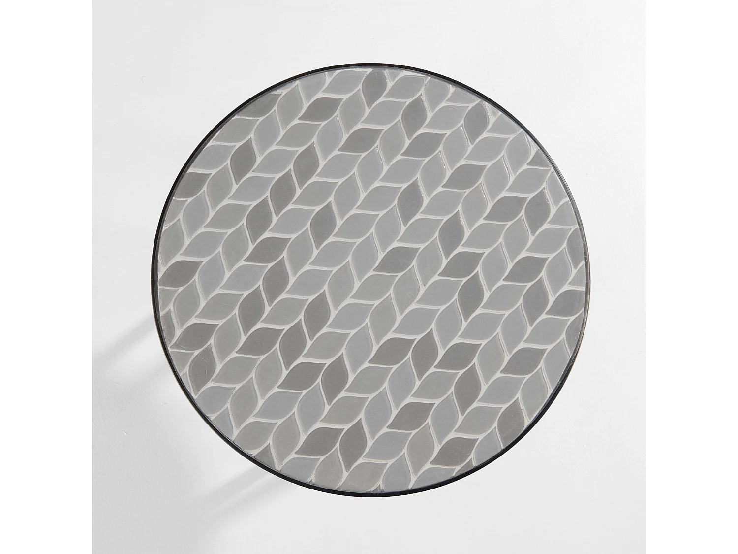 Ronde zwarte stalen tuin salontafel met keramisch tafelblad