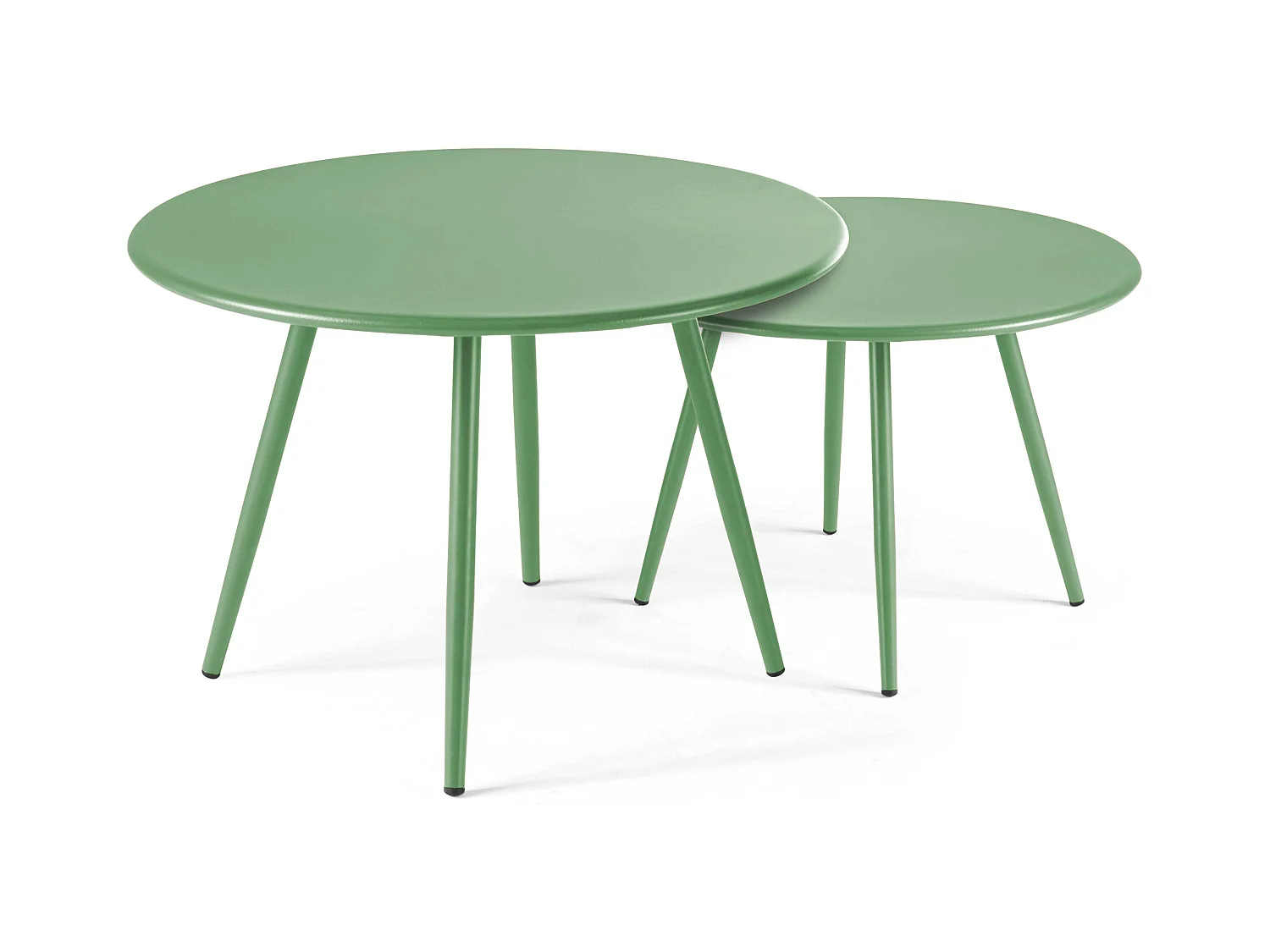 Table basse de jardin ronde en métal vert cactus 50 cm - Palavas