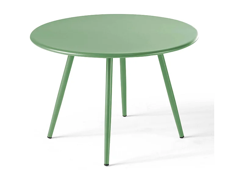 Table basse de jardin ronde en métal vert cactus 50 cm - Palavas