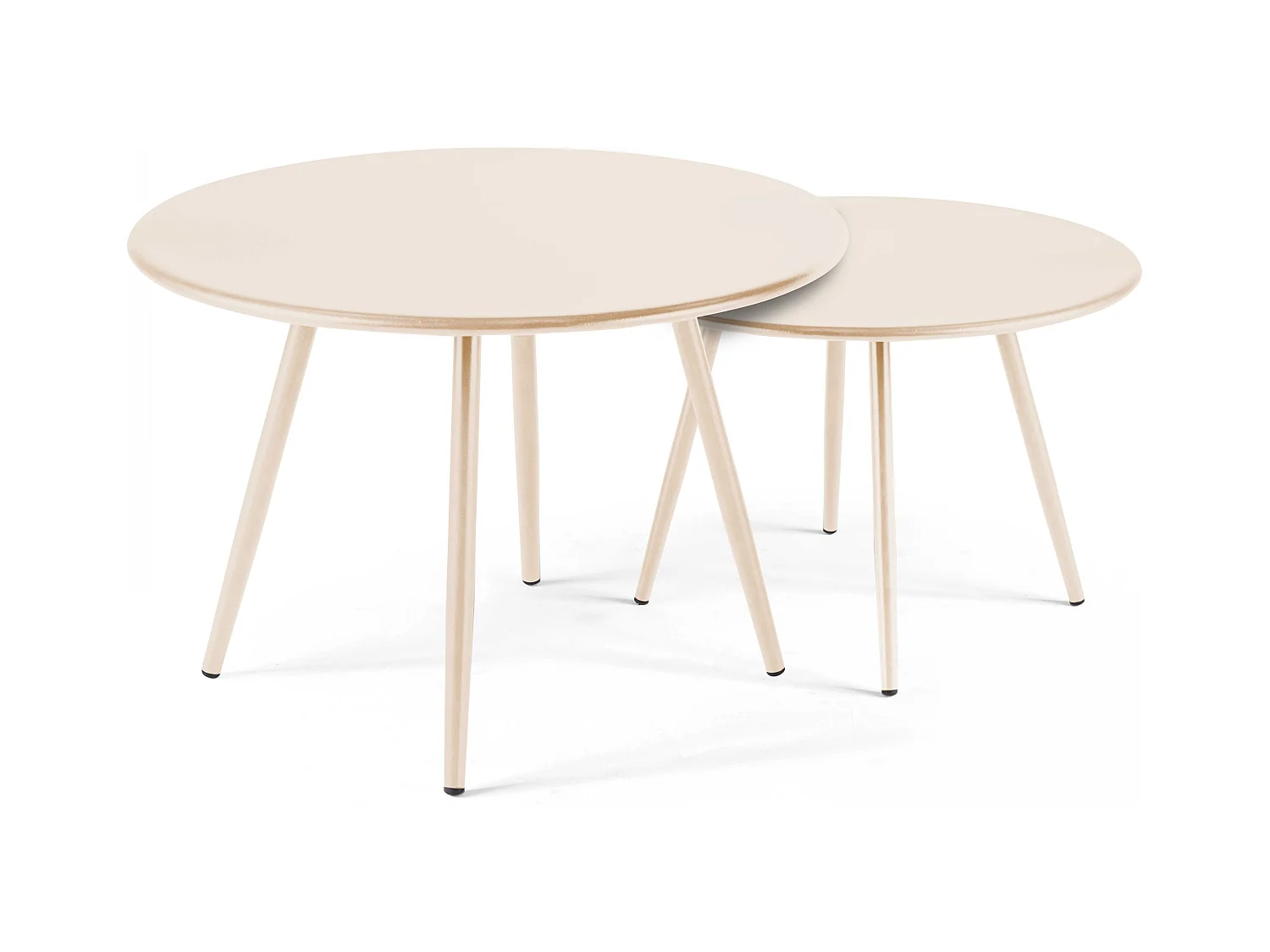 Set van 2 lage tuin tafels van ivoorkleurig staal, 50 cm