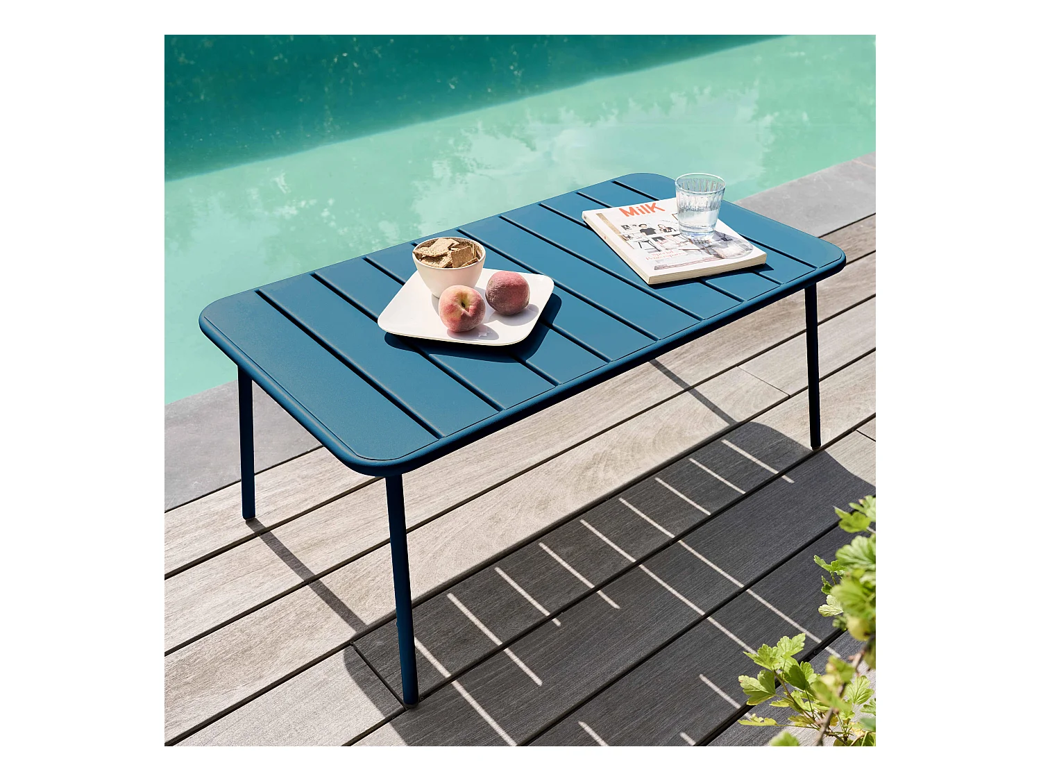 Table basse de jardin acier bleu pacific - Palavas