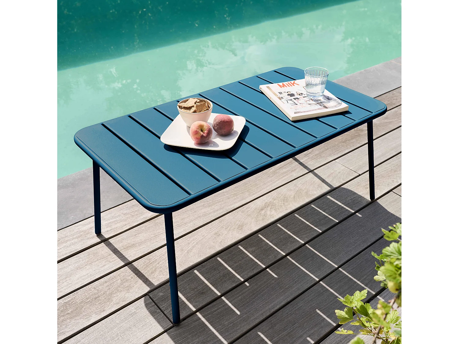 Table basse de jardin acier bleu pacific - Palavas