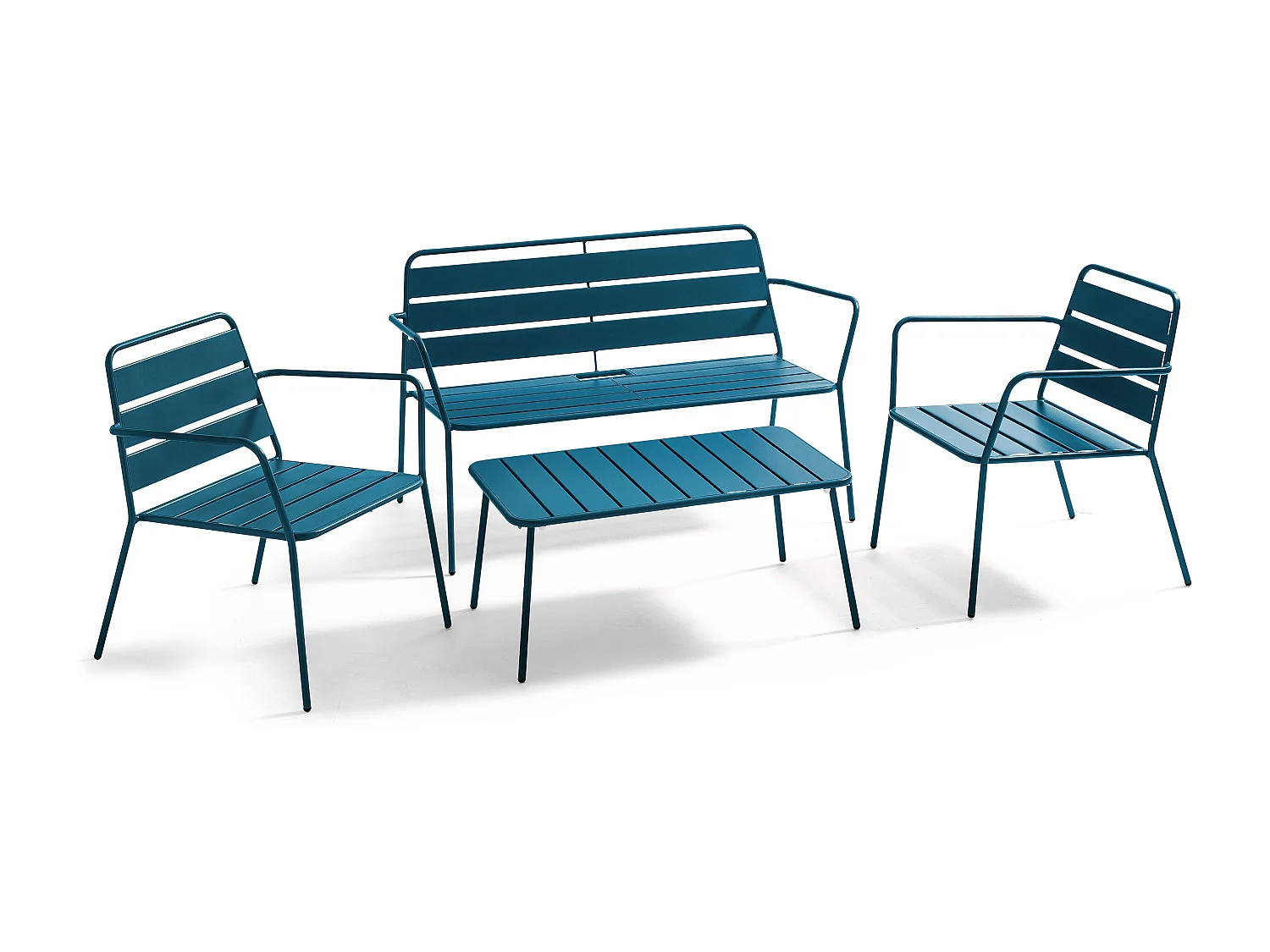 Table basse de jardin acier bleu pacific - Palavas