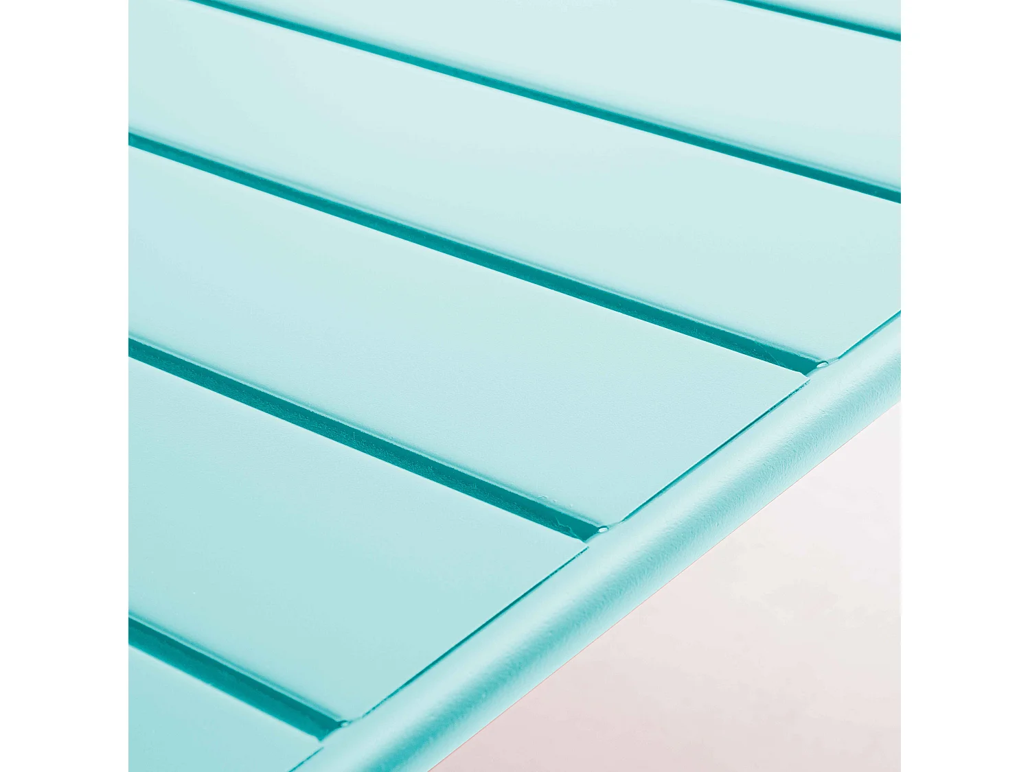 Lage tuintafel van turquoise staal, 90 x 50 cm