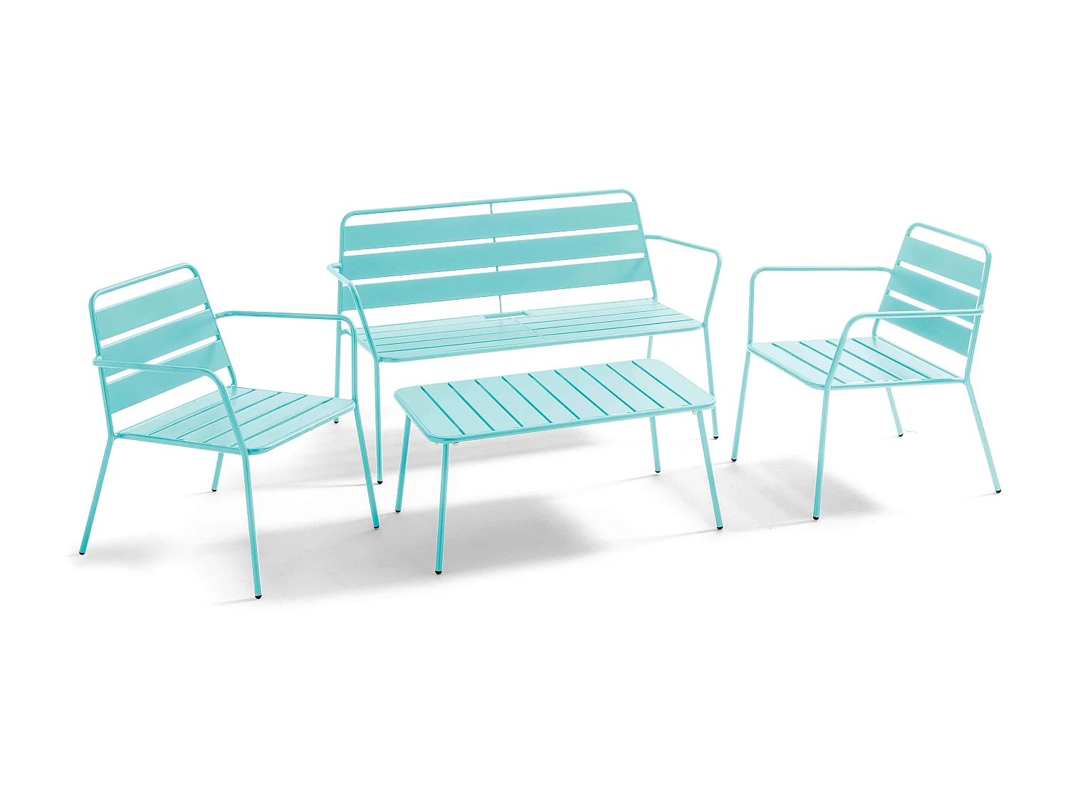 Table basse de jardin acier turquoise 90 x 50 cm - Palavas