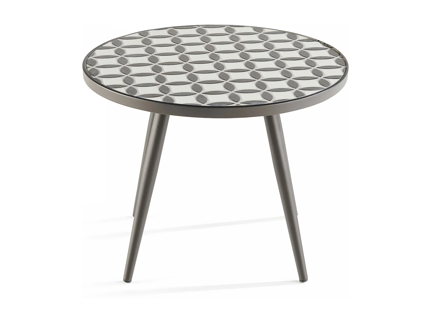 Table basse ronde de jardin en acier gris plateau en céramique - Tivoli