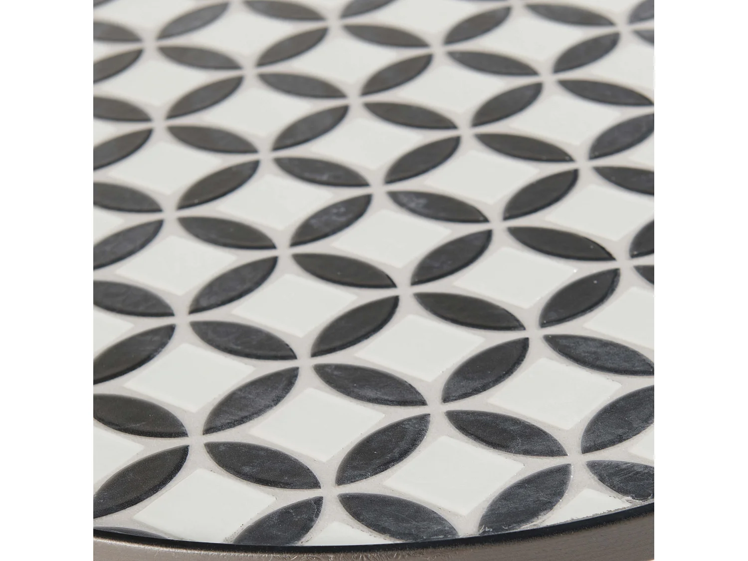 Table basse ronde de jardin en acier gris plateau en céramique - Tivoli