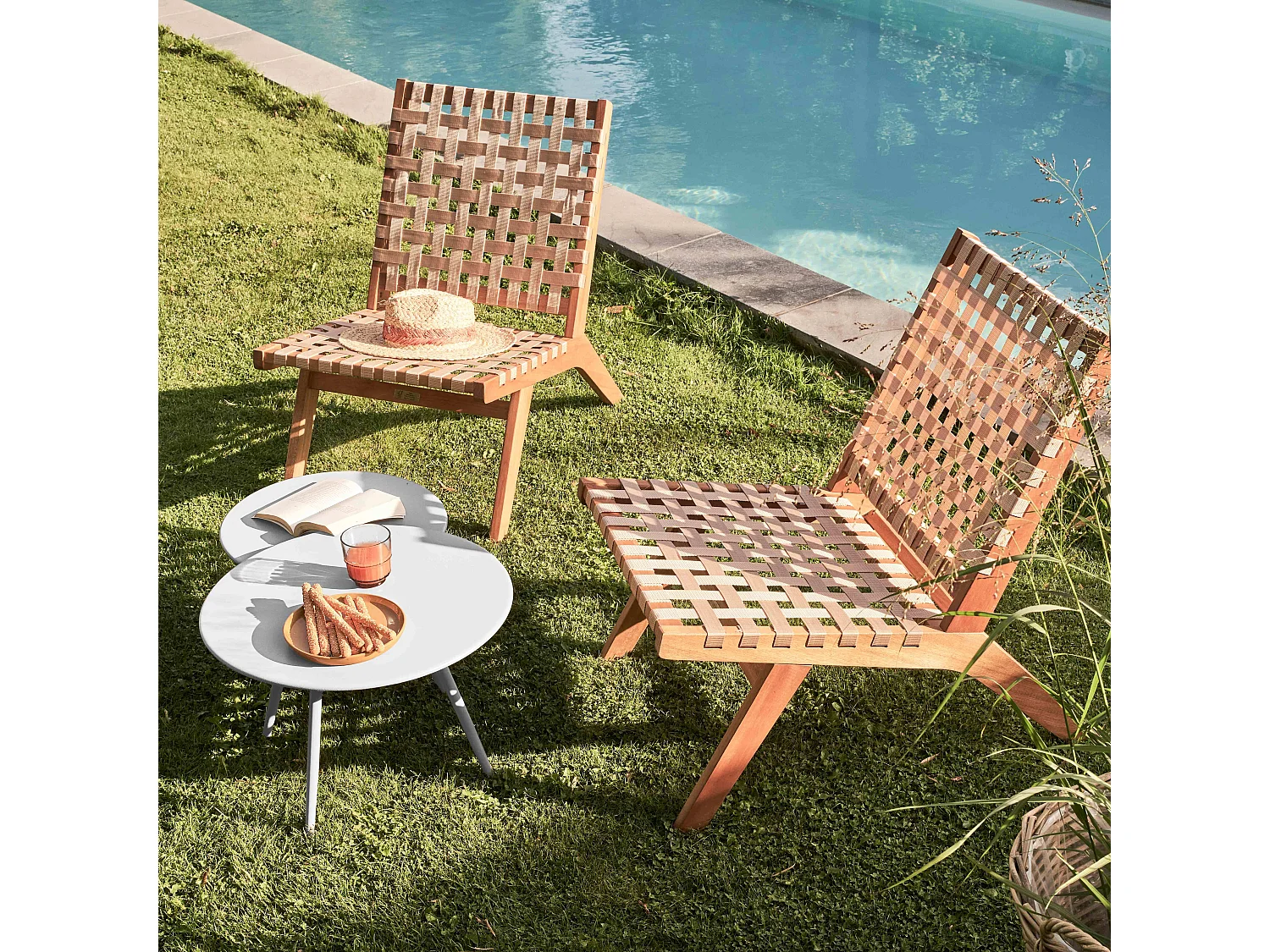 Lot de 2 tables basses de jardin en acier blanc - Palavas