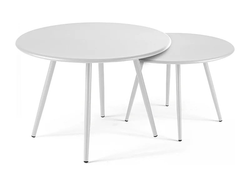 Lot de 2 tables basses de jardin en acier blanc - Palavas