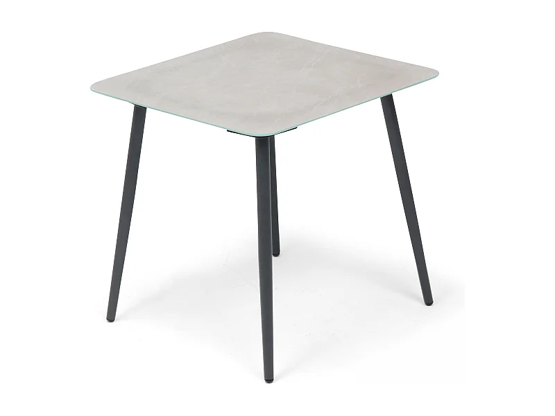 Petite table basse de jardin en acier gris